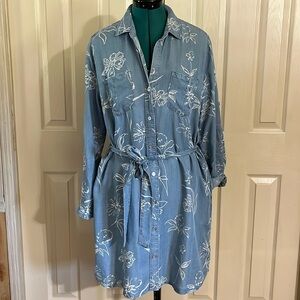 Floral Denim Shirt Dress